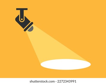 Lamp illumination icon in flat style. Spotlight vector illustration on isolated background. Floodlight energy sign business concept.