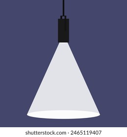 Lamp illumination icon in flat style. Spotlight vector illustration. Movie spotlight. Vector flat spotlight with space for text.