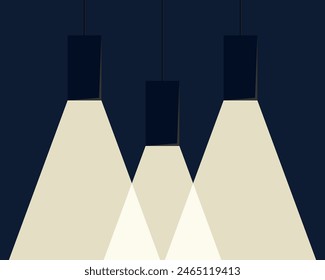Lamp illumination icon in flat style. Spotlight vector illustration. Movie spotlight. Searchlight icon.