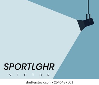 Ícone de iluminação de lâmpada em estilo plano. Vetor de destaque, Destaque de filme. Vetor de destaque em plano de fundo azul com espaço para texto. Ilustração de vetor de destaque 
