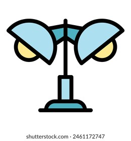 Lamp illumination icon outline vector. Light stand. Interior furniture color flat
