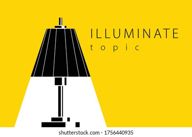 Lamp illumination vector advertising poster illustration with copy space for text, flat style template for banner, background or wallpaper.