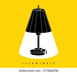 Lamp illumination vector advertising poster illustration with copy space for text, flat style template for banner, background or wallpaper.