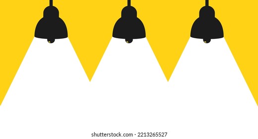 Lamp illumination vector advertising poster illustration with copy space for text, flat style template for banner, background or wallpaper