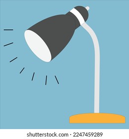 Lamp Illustration On Blue Background - Flat Design