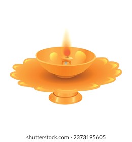 Lamp for Indian holiday Diwali (Festival of lights) on white bac