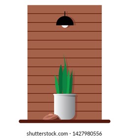 lamp and interior plant illustration design vector
