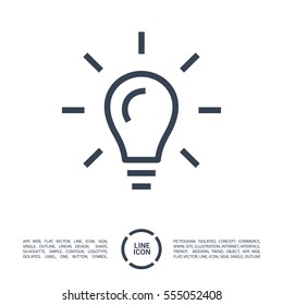 lamp isolated minimal icon. bulb graph line vector icon for websites and mobile minimalistic flat design.