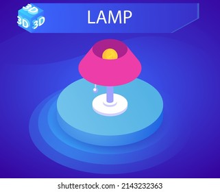 Lamp isometric design icon. Vector web illustration. 3d colorful concept