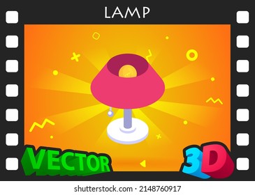 Lamp isometric design icon. Vector web illustration. 3d colorful concept