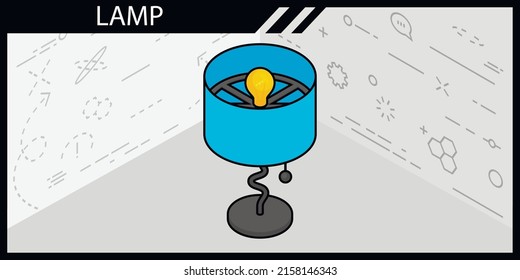 Lamp isometric design icon. Vector web illustration. 3d colorful concept