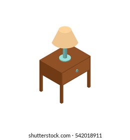 Lamp isometric icon or logo. 3d vector illustration of lamp. Isometric vector furniture. Element of home interior for web design, mobile app, infographic. Vector isometric icon of lamp.