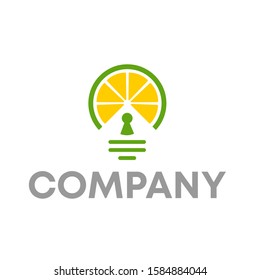 lamp key lemon logo icon design template sign