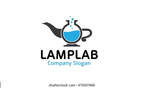 Lamp Lab Logo Vector Symbol Icon Design Illustration