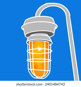 Lamp lantern illustration with blue background. The vector is suitable to use industrial poster and safety sign.