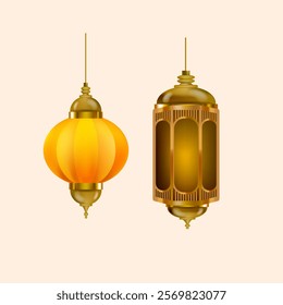 Lamp, lantern, light icon sign and symbol Islamic design vector illustration. Isolated on white background.