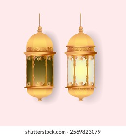 Lamp, lantern, light icon sign and symbol Islamic design vector illustration. Isolated on white background.