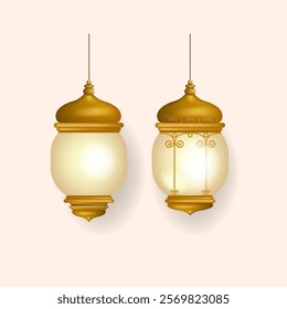 Lamp, lantern, light icon sign and symbol Islamic design vector illustration. Isolated on white background.