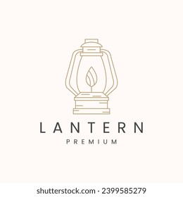 lamp of lantern line logo vector icon design template