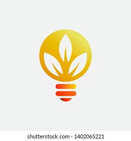 lamp and leaf logo design