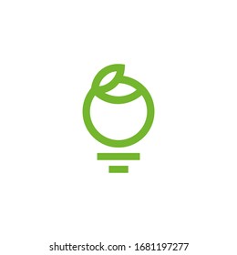 lamp leaf logo design template sign