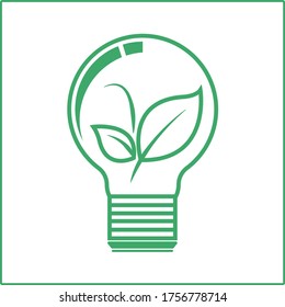 lamp with leaf logo icon for energy saving and business related, editable vector format