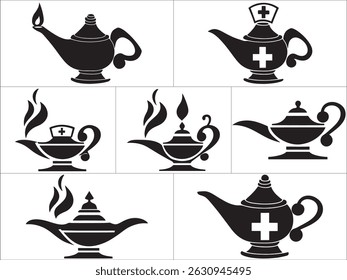 The Lamp of Learning Nurse Symbol silhouette