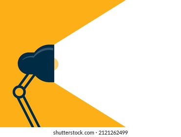 lamp light beam glowing with copy space background. Business research concept. idea education lamp. vector illustration in flat style modern design.