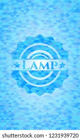 Lamp light blue emblem with triangle mosaic background