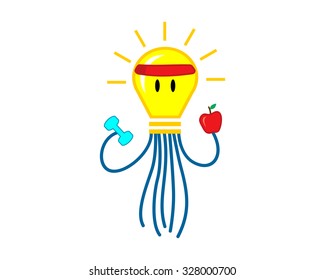 lamp light bulb fitness gym diet cute funny jellyfish cartoon character