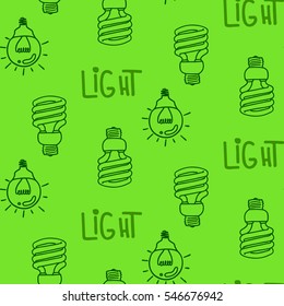 Lamp light bulb hand drawn seamless pattern . Light bulbs icon. Concept of big ideas inspiration, innovation.  Isolated. Vector illustration.  Idea symbol. Vector. sketch. Hand-drawn doodle sign.