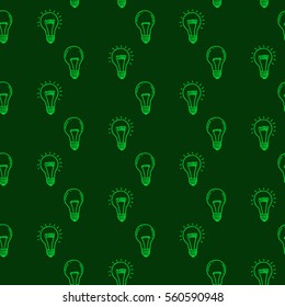 Lamp light bulb hand drawn seamless pattern design. Light bulb icon. Concept of big ideas inspiration, innovation.  Isolated. Vector illustration. Idea symbol. Vector. sketch. Hand-drawn doodle sign.