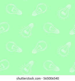 Lamp light bulb hand drawn seamless pattern design. Light bulbs icon. Concept of big ideas inspiration, innovation. Isolated. Vector illustration.  Idea symbol. Vector. sketch. Hand-drawn doodle sign.
