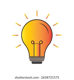 Lamp or light bulb icon. Idea symbol isolated on white background. Electric lamp, light, solution, creative thinking, electricity symbol. Vector illustration.