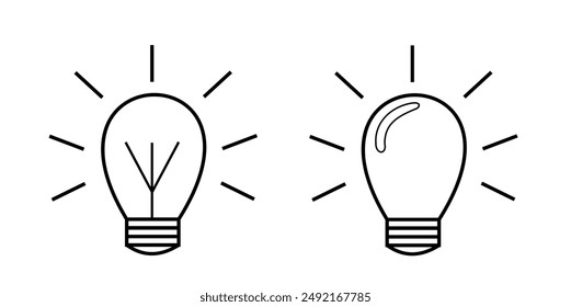 Lamp or Light bulb icon vector isolated on white background, Idea business concept form of black and white drawing
