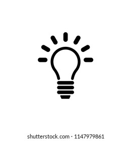Lamp, Light Bulb, Idea. Flat Vector Icon illustration. Simple black symbol on white background. Lamp, Light Bulb, Idea sign design template for web and mobile UI element