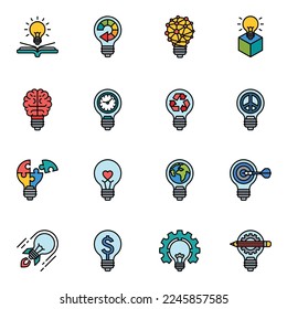 Lamp light bulb lineal color icon idea symbol vector image.