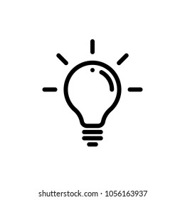 Lamp light bulb vector icon. Idea or creative think lightbulb lamp symbol
