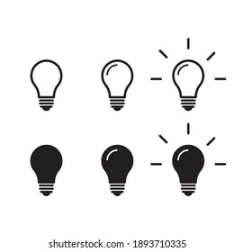 Juego de iconos vectoriales de la bombilla de luz de la lámpara. Ilustraciones aisladas en fondo blanco para diseño gráfico y web.