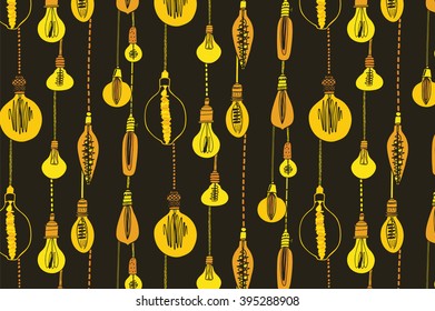 lamp light bulbs hand drawing pattern 