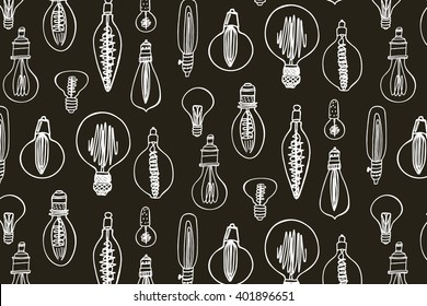 lamp light bulbs hand drawing pattern
