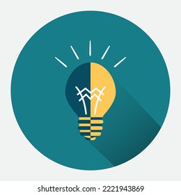 Icono de color de la luz de la lámpara con sombra. Símbolo de idea. ilustración simple concepto móvil icono de línea de aplicación y diseño web. Trazo editable. vector de plantilla de diseño