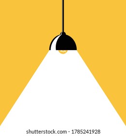 lamp light with copy space for text. business idea thinking concept. light bulb hanging illuminate. vector illustration in flat style modern design.