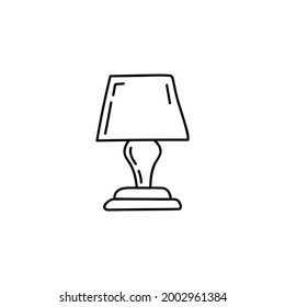 lamp light icon in flat black line style, isolated on white background 