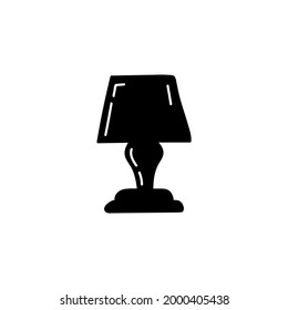lamp light icon in solid black flat shape glyph icon, isolated on white background 