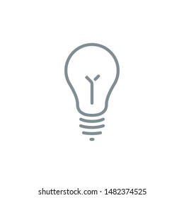 lamp light idea outline flat icon. Single high quality outline logo symbol for web design or mobile app. Thin line lamp light think logo. gray idea icon pictogram isolated on white background