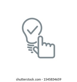 lamp light idea outline flat icon. Single high quality outline logo symbol for web design or mobile app. Thin line lamp light think logo. gray idea icon pictogram isolated on white background