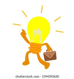 lamp light idea worker business cartoon doodle flat design style vector illustration