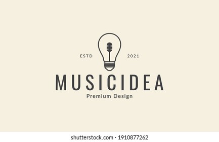lamp light ideas with microphone lines logo vector icon symbol graphic design illustration