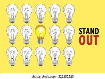 Lamp with light and no light to present to be different or out standing ,Vector illustration
